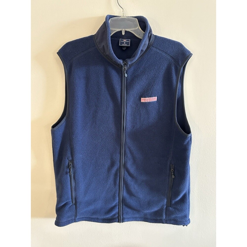 VINEYARD VINES Sherpa FLEECE VEST Size M Blue Zipper Down Zipper Pockets